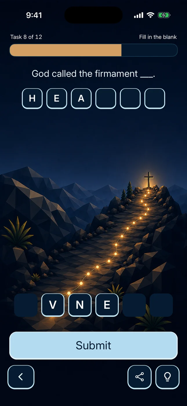 BibliXP fill in the blank task for Genesis 1:8